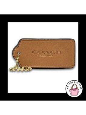 COACH HANG TAG 2.25" Bag Charm Keychain Fob New York Honey Brown Leather Large